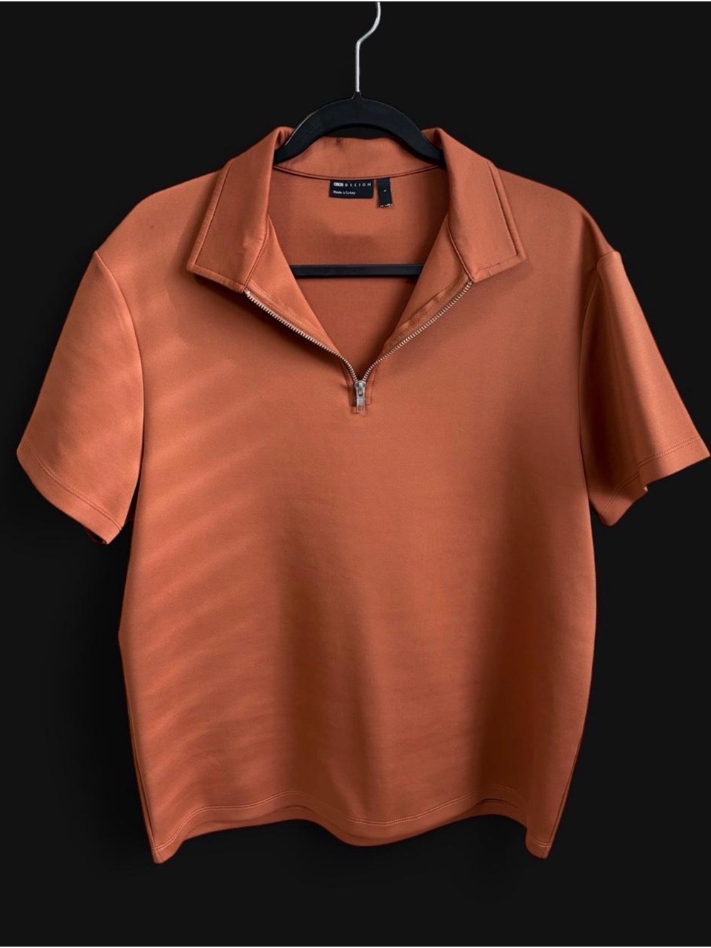 ASOS Zipper Polo Shirt - Rust Orange